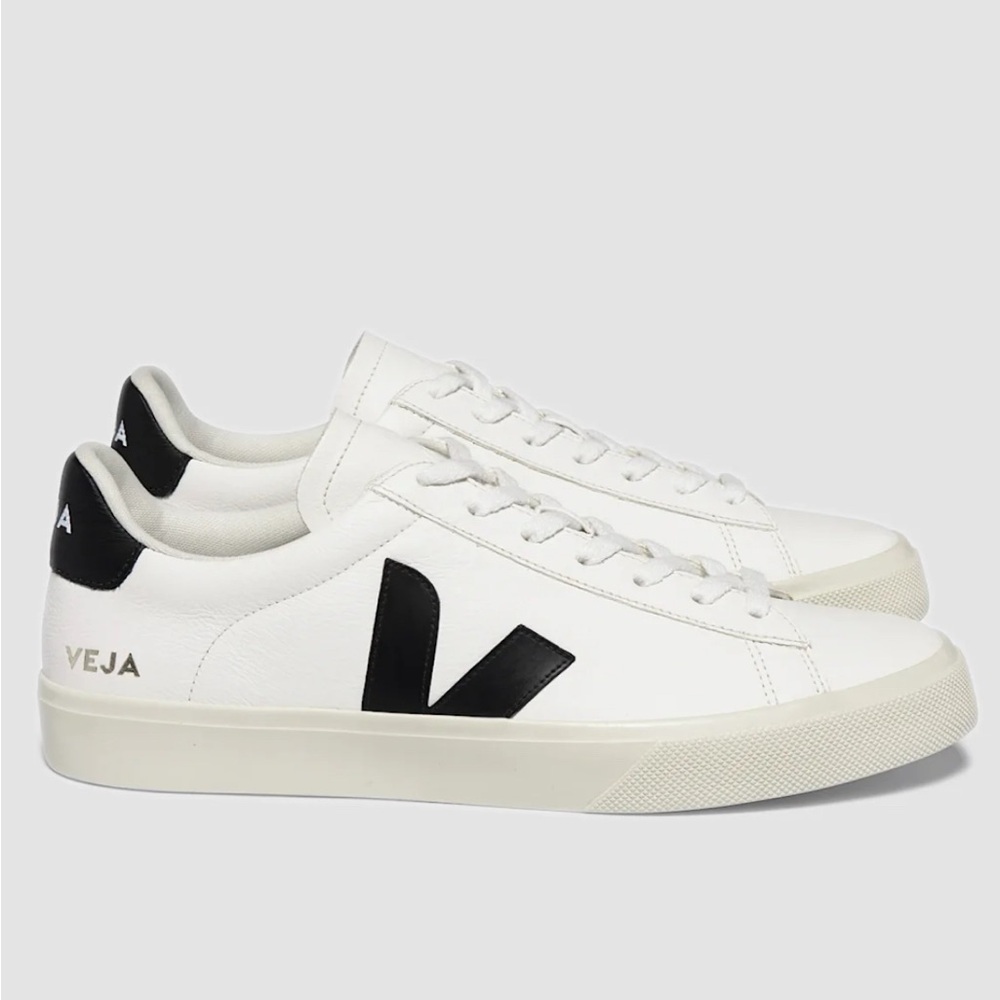 Veja White Sneakers with Black Detailing Campo